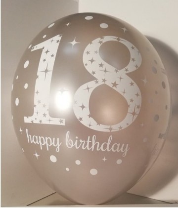 Ballonnen 18 jaar zilver happy birthday