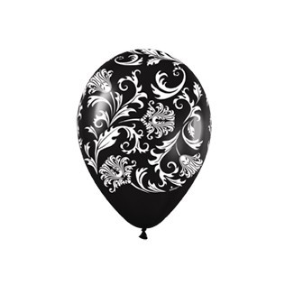 Damask ballonnen zwart met witte opdruk