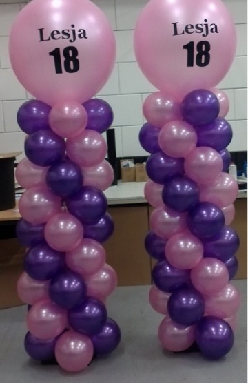 ballonnen pilaren met naam, logo en leeftijd stickers