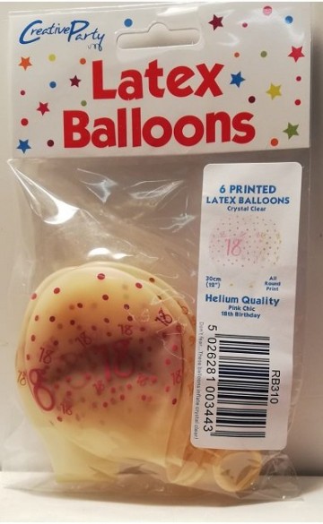 Doorzichtige ballonnen 18 jaar opdruk goud roze