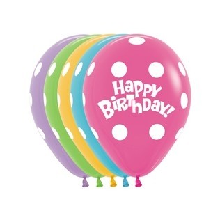 Happy birthday polka dots ballonnen