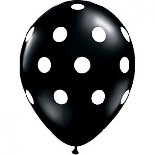 polka dots ballonnen zwart met witte stippen - voorbedrukte ballonnen leeftijd geboorte en diverse - ballonnen, helium ballonnen, ballonnenboog, ballonnen decoraties