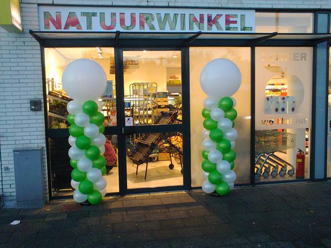 ballon pilaren voor opening natuurwinkel te Amersfoort